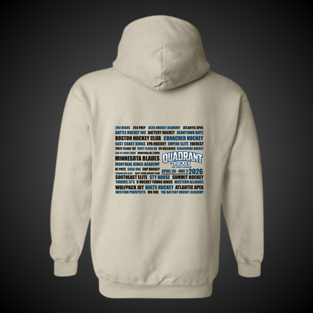 Quadrant Hockey Text Hoodie Team Post-Event Sale