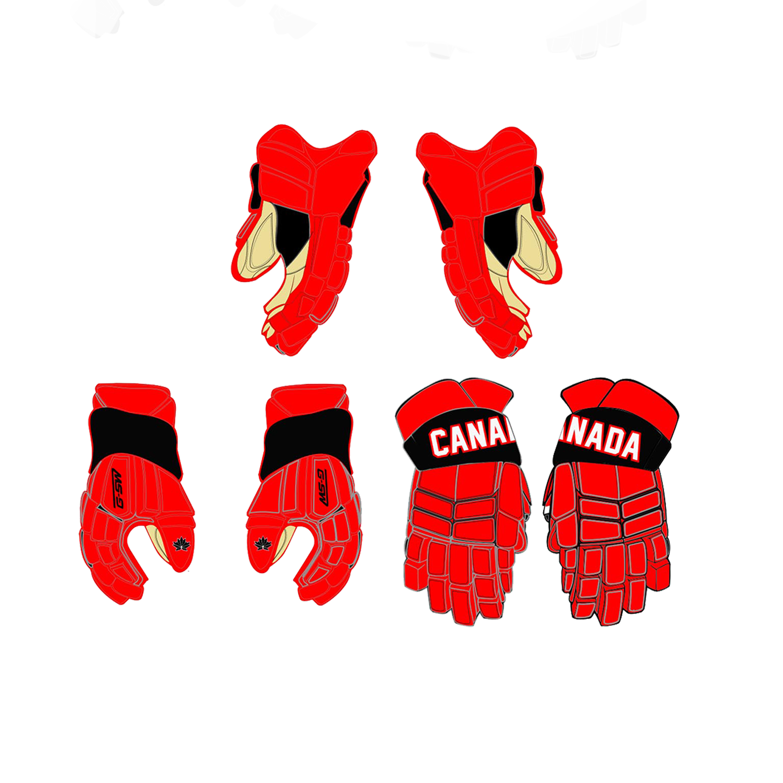 Canada Red Custom Hockey Gloves