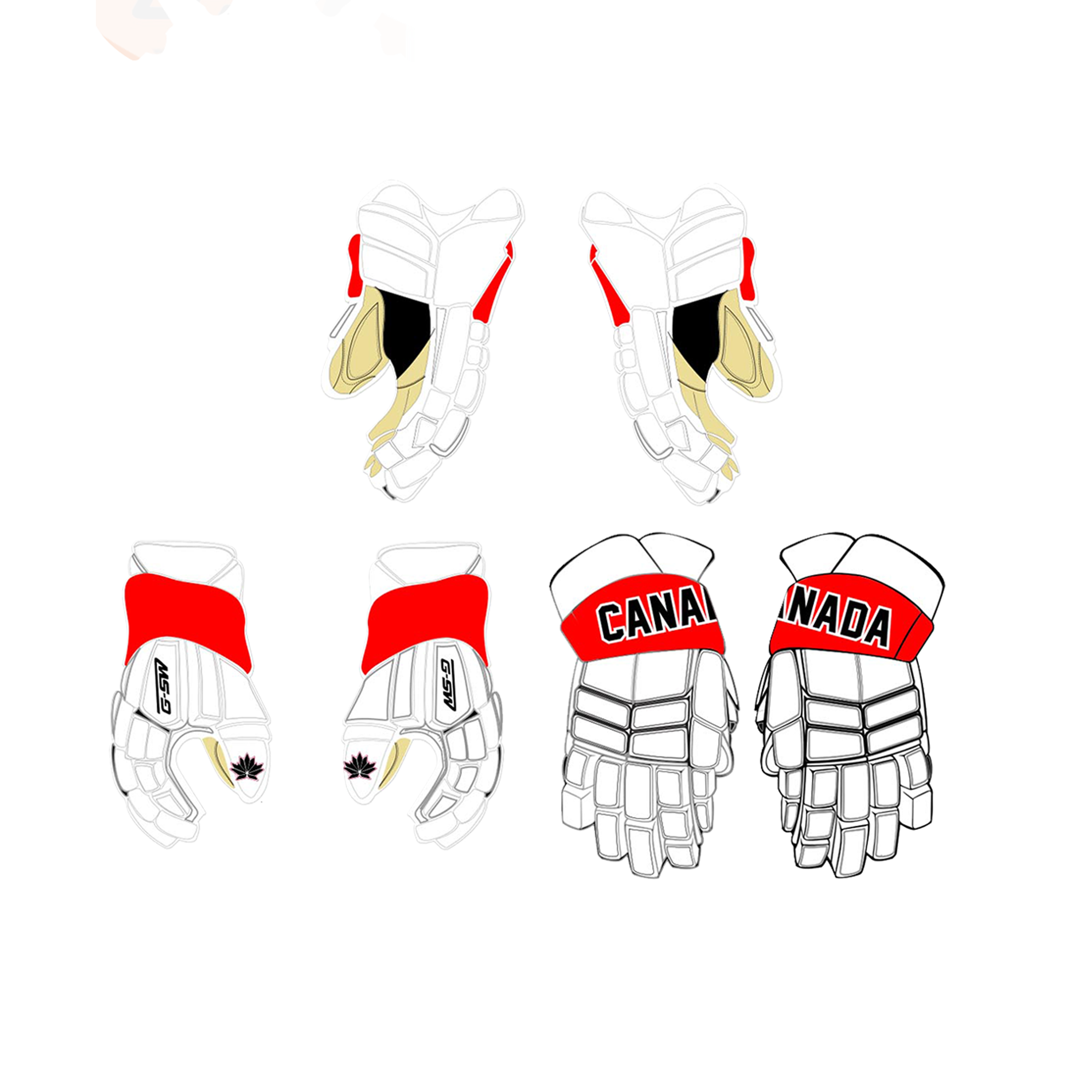 Canada White Custom Hockey Gloves